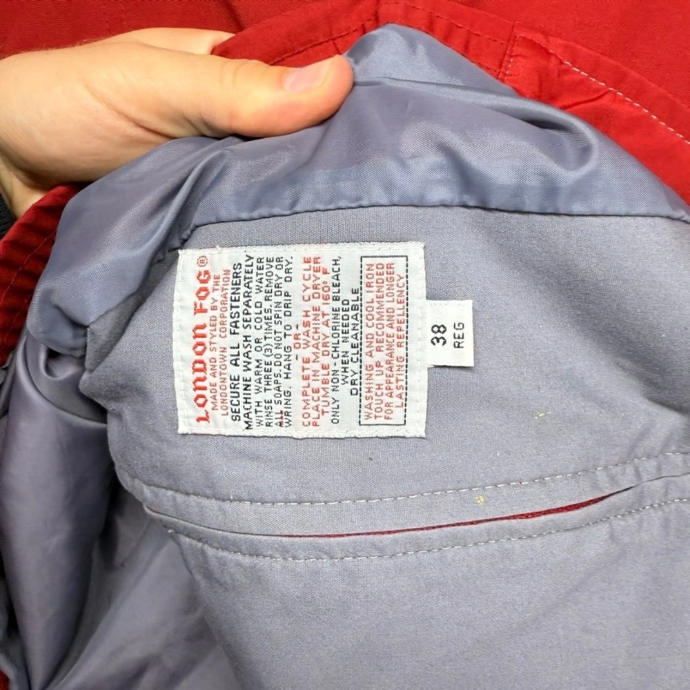Vintage London Fog Jacket Men's 38 Small Red Full Ziip Bi Swing Bomber Crop Boxy - Picture 7 of 8
